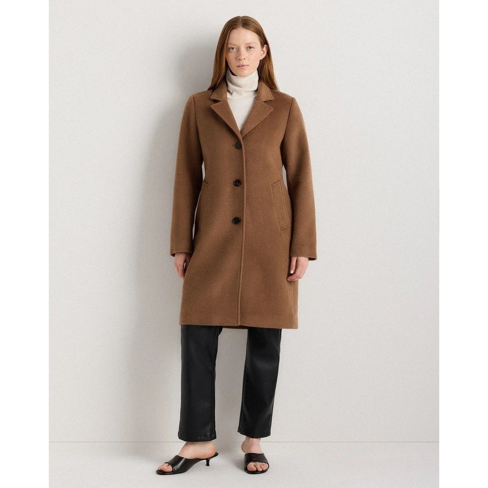 Quince Italian Wool Camel Hair Single Breasted Midi Coat Women's XS NWT - Picture 4 of 16
